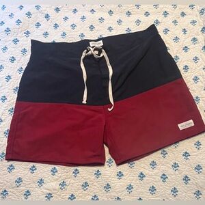 Saturday NYC Navy and Red Swim Shorts